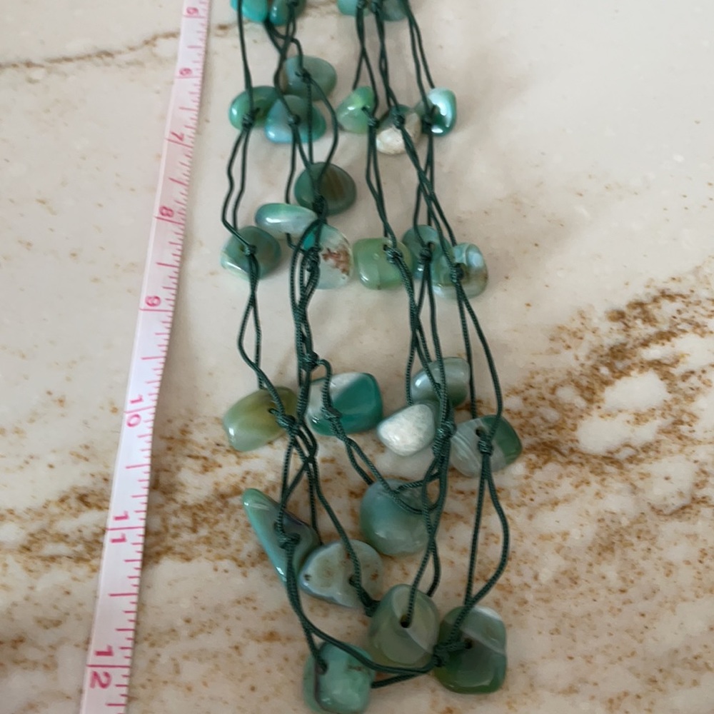 Vintage Green Agate Stone Necklace on Silk - Picture 6 of 6